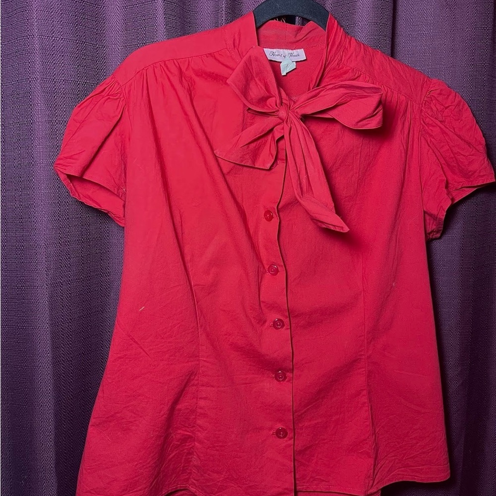Heart of Haute Estelle Blouse, 2X, red